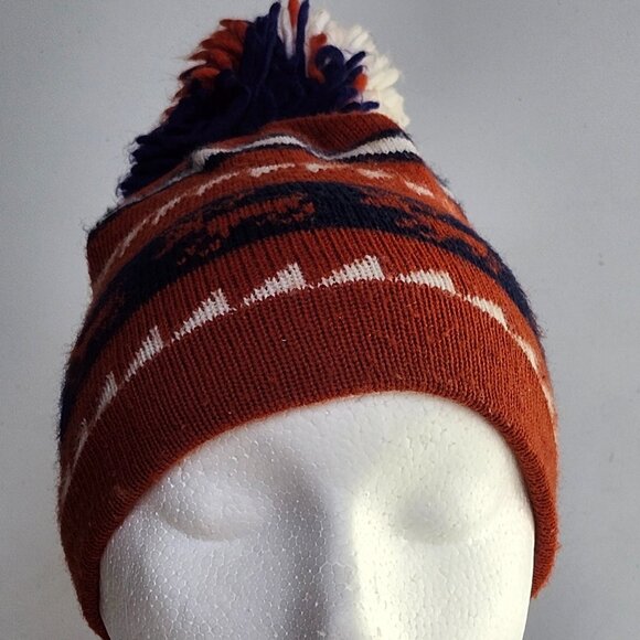 VINTAGE FERSTEN POM POM TOQUE REINDEER TRI COLOUR KIDS - Picture 6 of 6